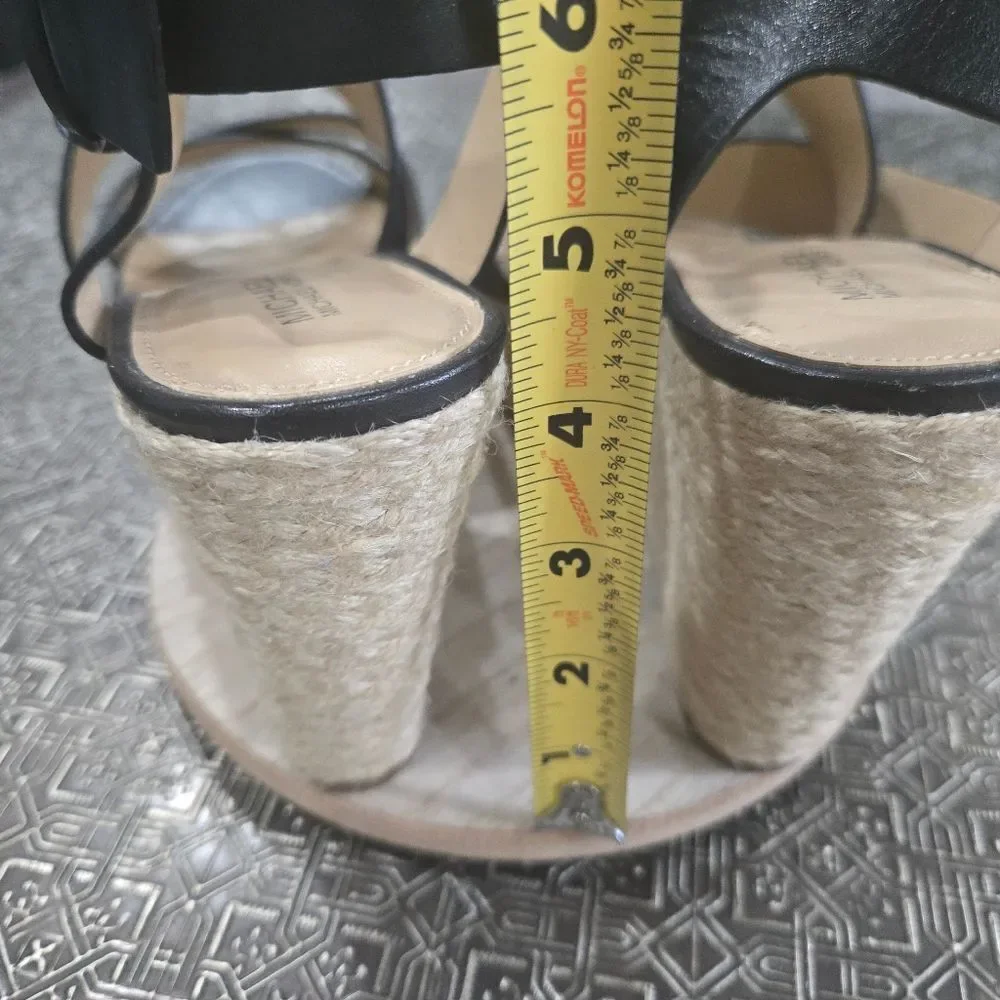 🐢 Michael Kors Black Espiridelles  Wedges 4.5" Heel SIZE 8.5 - Picture 7 of 15